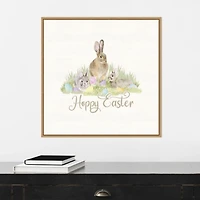 Hoppy Easter Bunnies Framed Canvas Art Print
