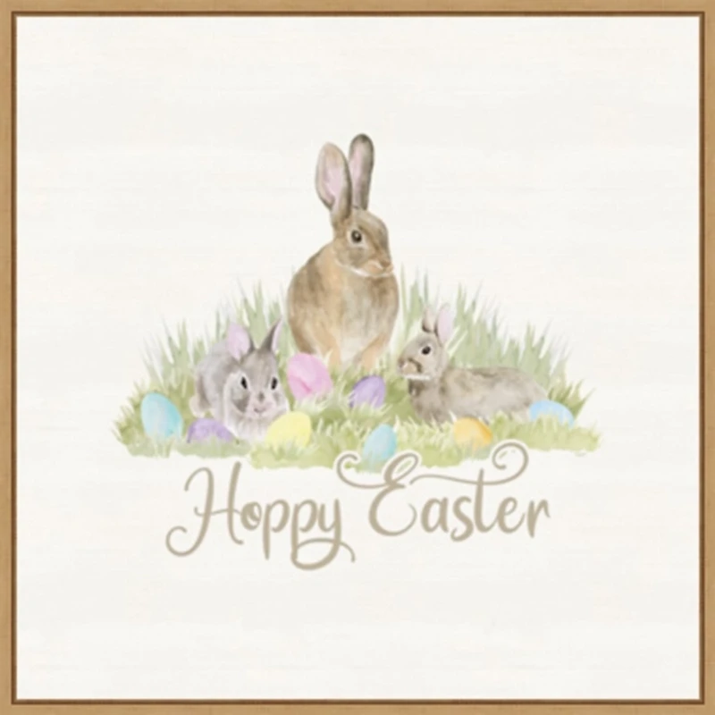 Hoppy Easter Bunnies Framed Canvas Art Print