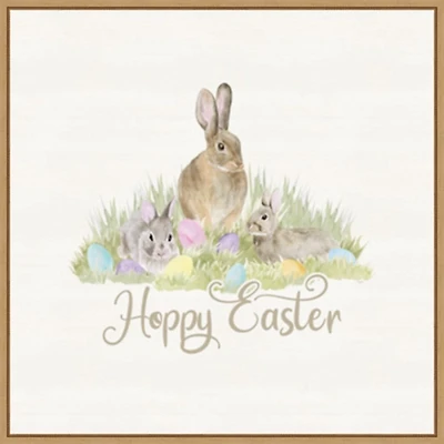 Hoppy Easter Bunnies Framed Canvas Art Print