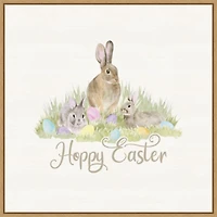 Hoppy Easter Bunnies Framed Canvas Art Print