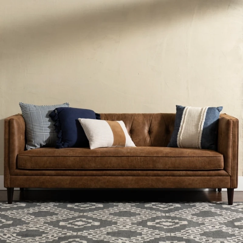 Wyatt Chester Faux Leather Formal Sofa