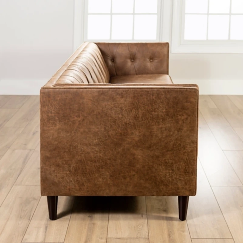 Wyatt Chester Faux Leather Formal Sofa
