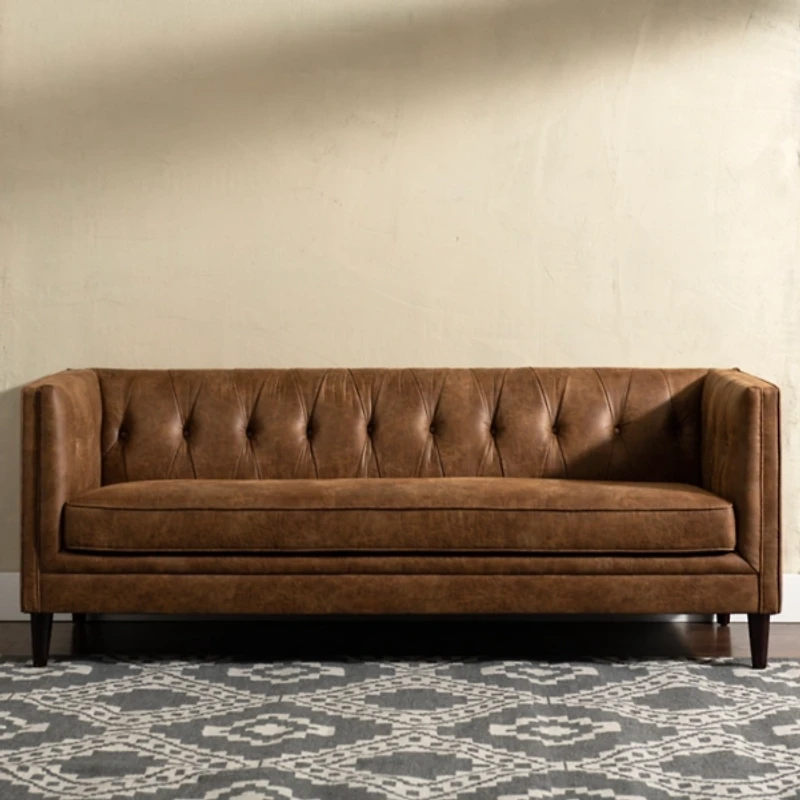 Wyatt Chester Faux Leather Formal Sofa