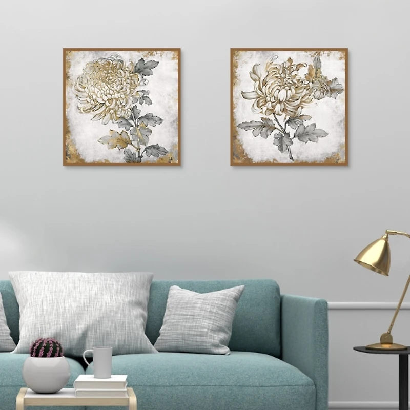 Gold Fleur Floral 2-pc. Canvas Art Print Set