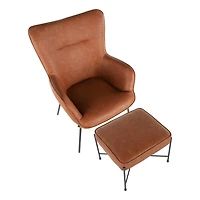 Camel Faux Leather 2-pc. Chair and Ottoman Set