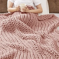 Blush Hand Made Chunky Double Knit Throw Blanket