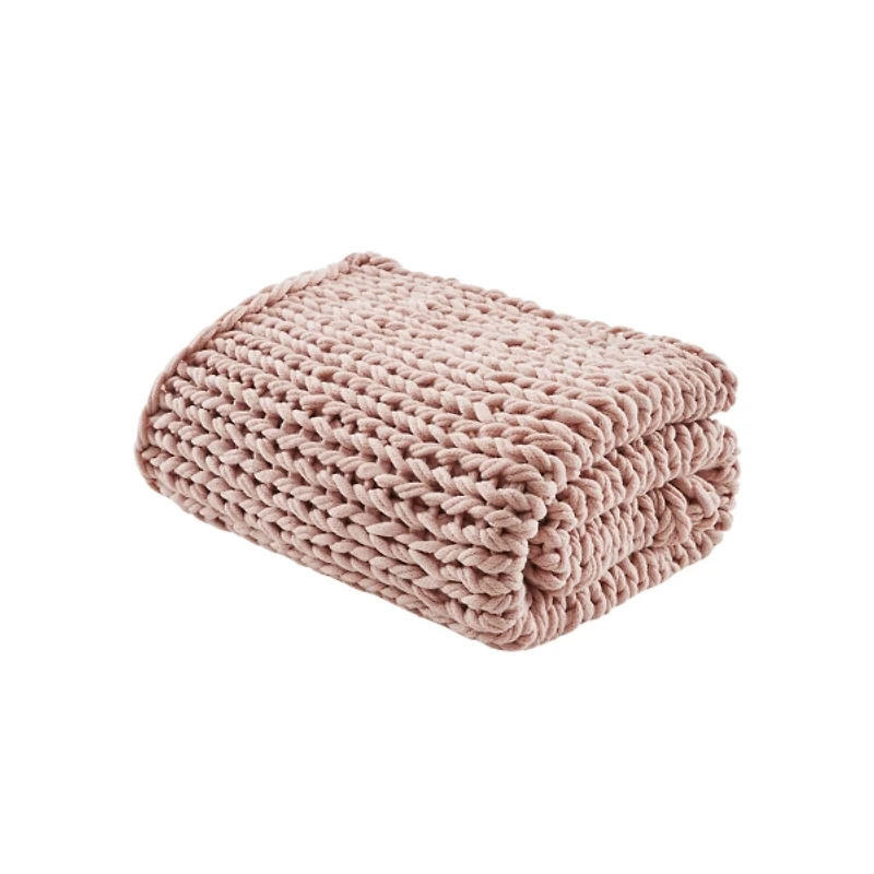 Blush Hand Made Chunky Double Knit Throw Blanket