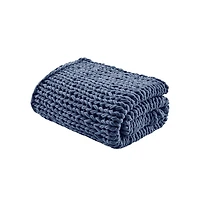 Navy Hand Made Chunky Double Knit Throw Blanket