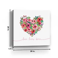 Love Lives Here Heart Valentine's Canvas Art Print