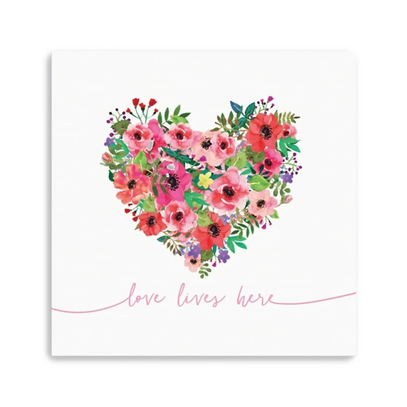 Love Lives Here Heart Valentine's Canvas Art Print