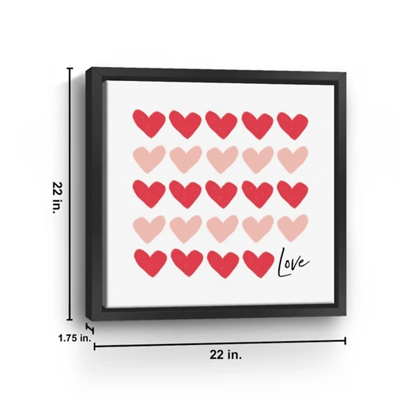 Red and Pink Hearts Freamed Canvas Art Print