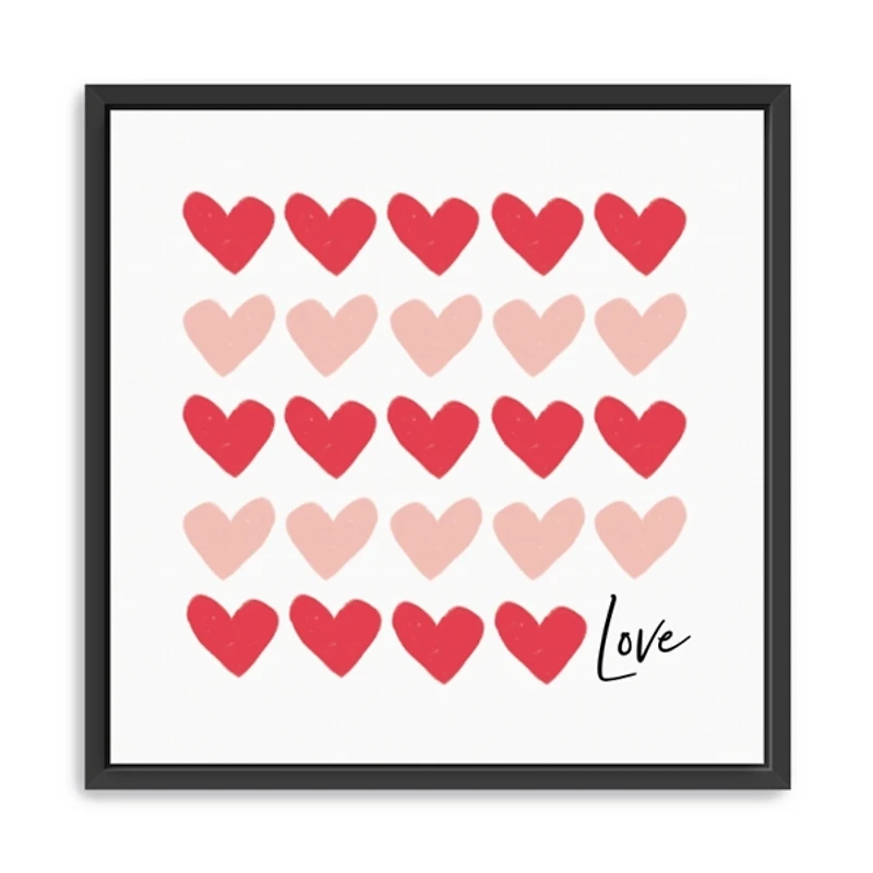 Red and Pink Hearts Freamed Canvas Art Print