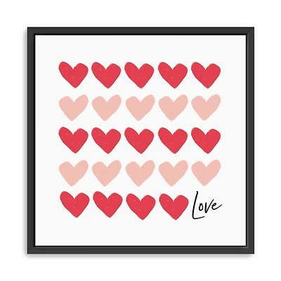 Red and Pink Hearts Freamed Canvas Art Print