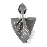 Gray and White Striped Napkins, Set of 4