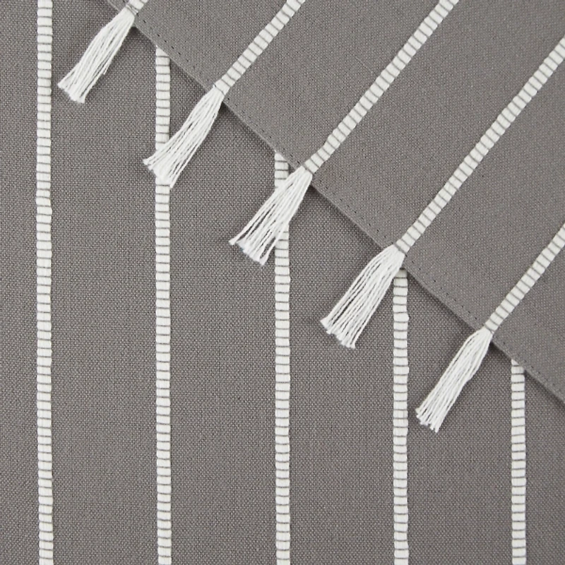 Gray and White Striped Napkins, Set of 4