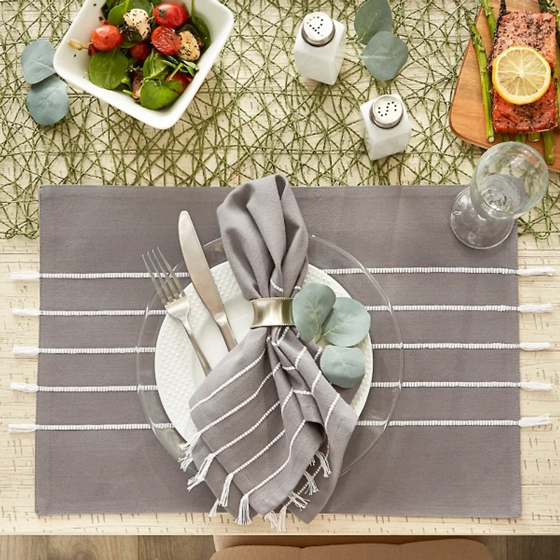 Gray and White Striped Napkins, Set of 4