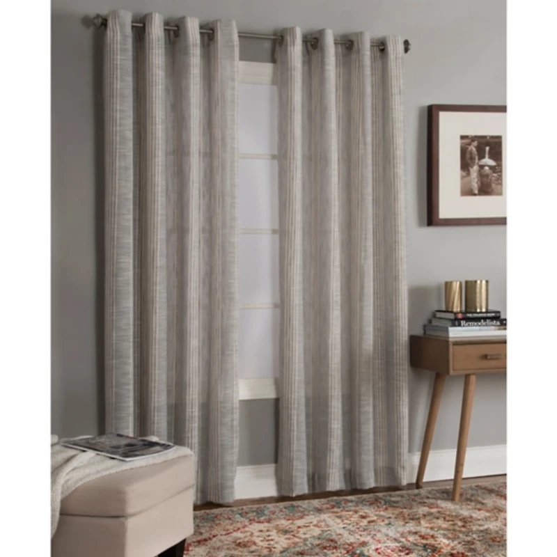 Graphite Stripe Single Curtain Panel, 84 in.