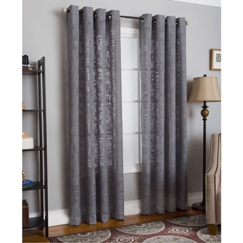 Gray Woven Single Curtain Panel, 84 in.