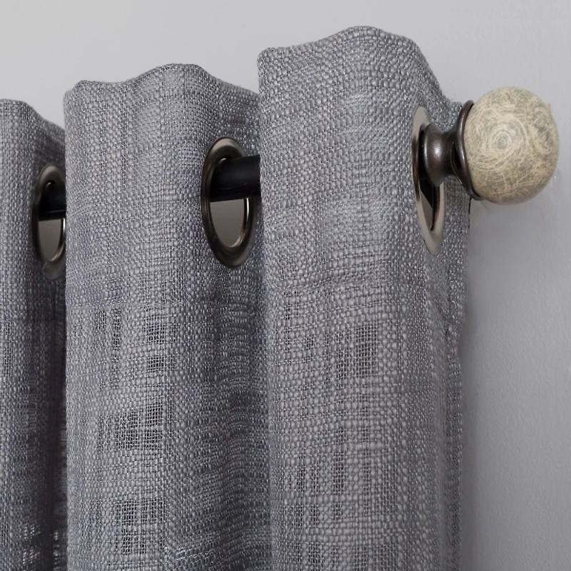 Gray Woven Single Curtain Panel, 84 in.