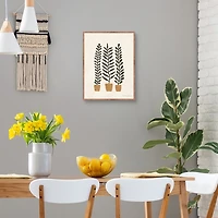 Black Potted Ferns Framed Canvas Art Print