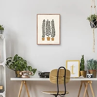 Black Potted Ferns Framed Canvas Art Print