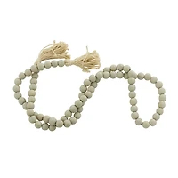 Gray Wood Beads Cream Tassel Garland