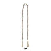 Gray Wood Beads Cream Tassel Garland