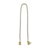 Gray Wood Beads Cream Tassel Garland