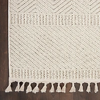Ivory Chevron Diamond Tasseled Area Rug, 7x10
