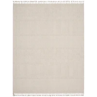 Ivory Chevron Diamond Tasseled Area Rug, 7x10