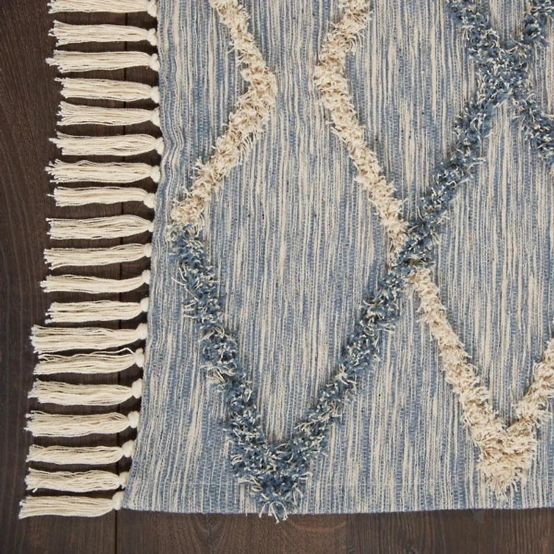 Steel Blue Raised Texture Chevron Runner, 2x6