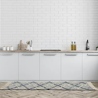 Steel Blue Raised Texture Chevron Runner, 2x6