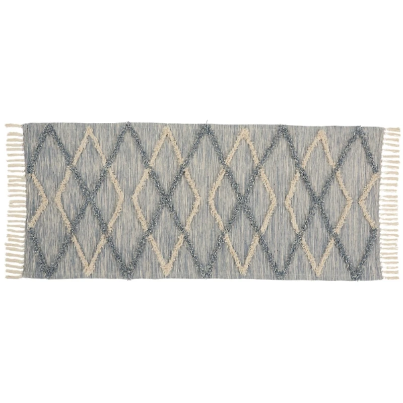 Steel Blue Raised Texture Chevron Runner, 2x6