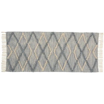 Steel Blue Raised Texture Chevron Runner, 2x6