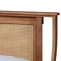 Walnut Rattan Swooping Queen Platform Bed