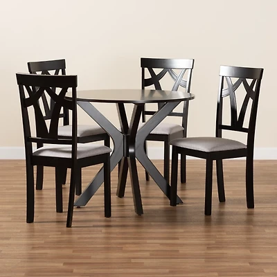 Dark Brown Upholstered Swoop Back 5-pc. Dining Set