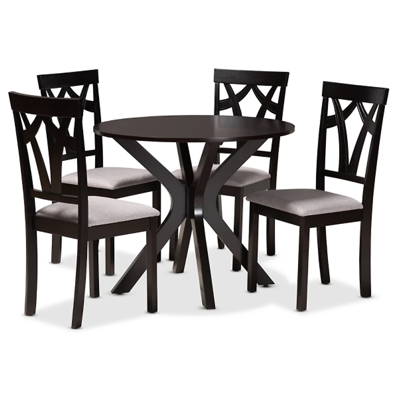 Dark Brown Upholstered Swoop Back 5-pc. Dining Set