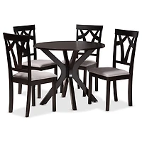 Dark Brown Upholstered Swoop Back 5-pc. Dining Set
