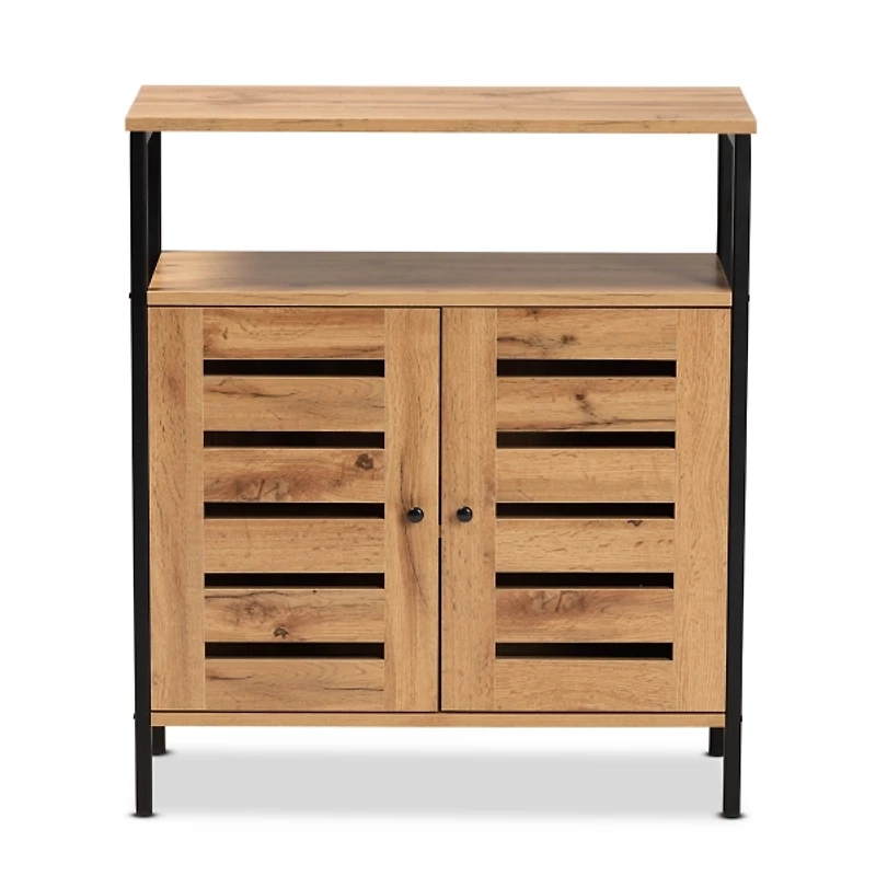 Slatted Oak Wood Cabinet