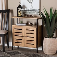 Slatted Oak Wood Cabinet
