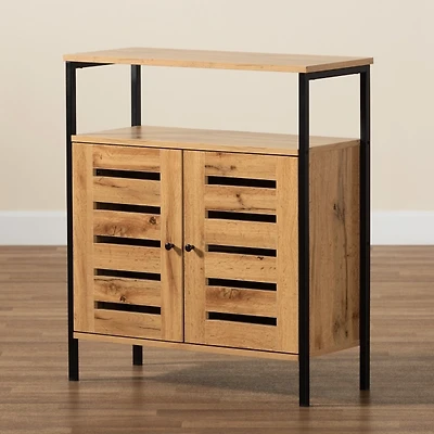 Slatted Oak Wood Cabinet