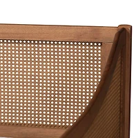 Walnut Wood and Rattan Twin Daybed