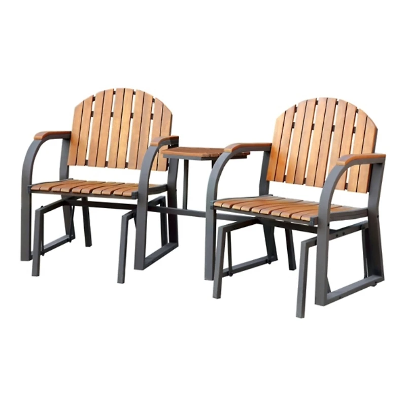 Wood Slat Attached Frame 3-pc. Outdoor Chair Set