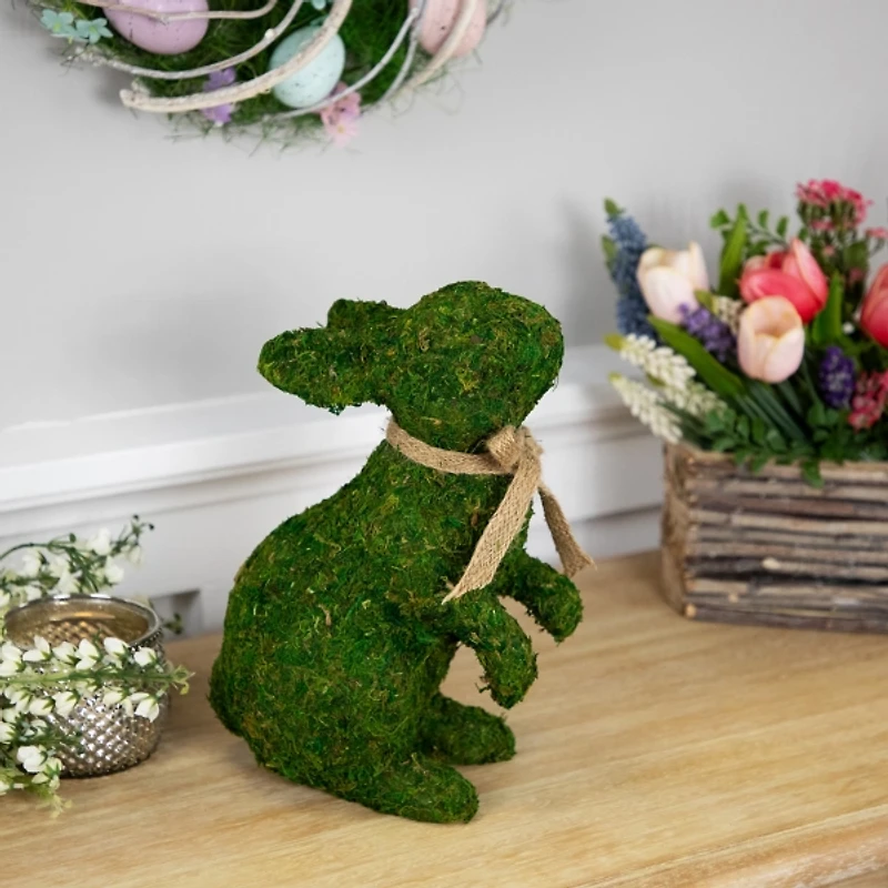 Moss Covered Standing Easter Bunny Figurine