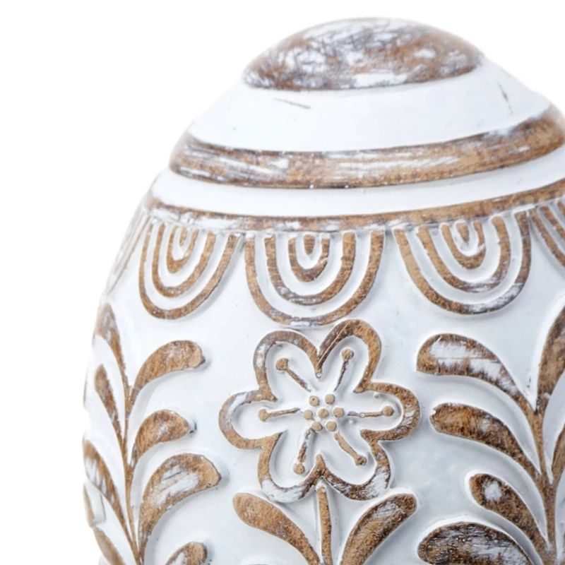 Ivory Carved Floral Easter Eggs, Set of 2