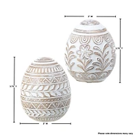Ivory Carved Floral Easter Eggs, Set of 2