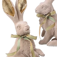 Golden Ear Velvet Easter Bunny Figurines, Set of 2