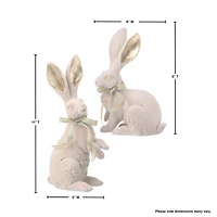 Golden Ear Velvet Easter Bunny Figurines, Set of 2