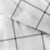 Gray Grid Plaid 3-pc. Micro Queen Duvet Cover Set