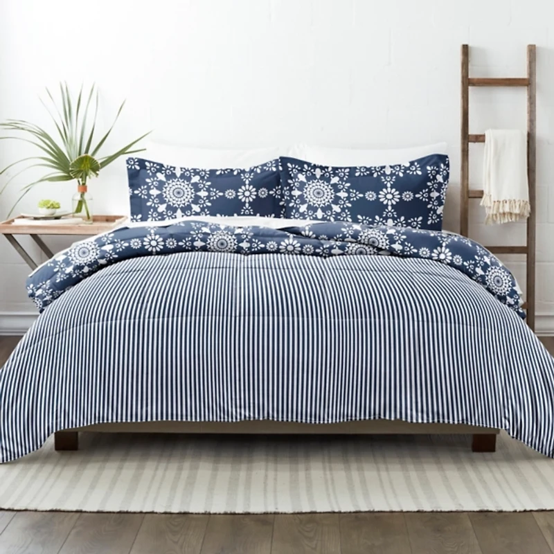 Navy Daisy Medallion Twin 3-pc. Comforter Set